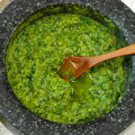pesto in a mortart