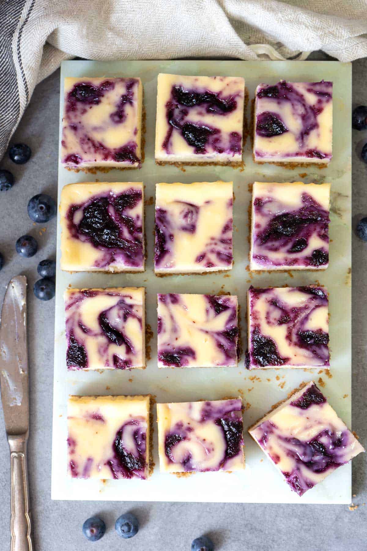 Blueberry Swirl Cheesecake Bars