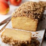 invisible apple cake on a board.