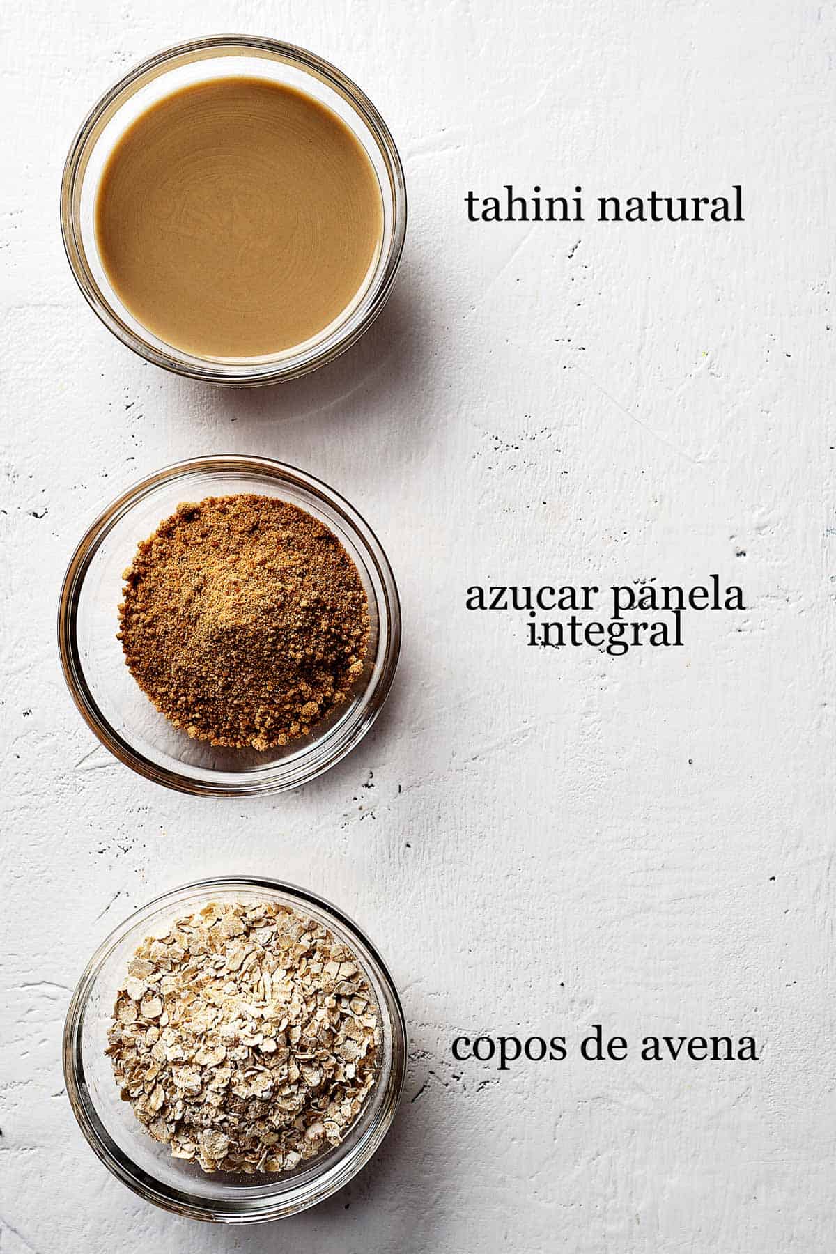 ingredientes para galletas de tahini saludables.