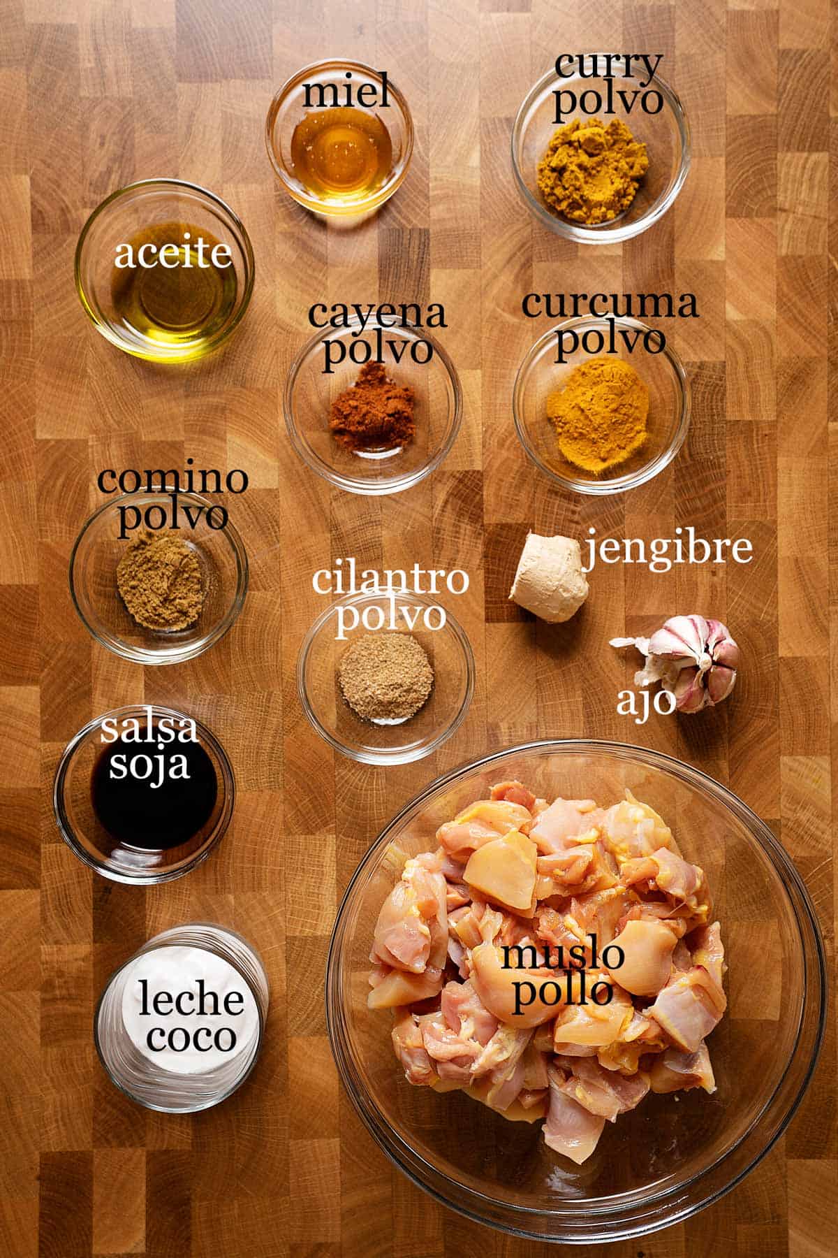 ingredientes para pollo satay.