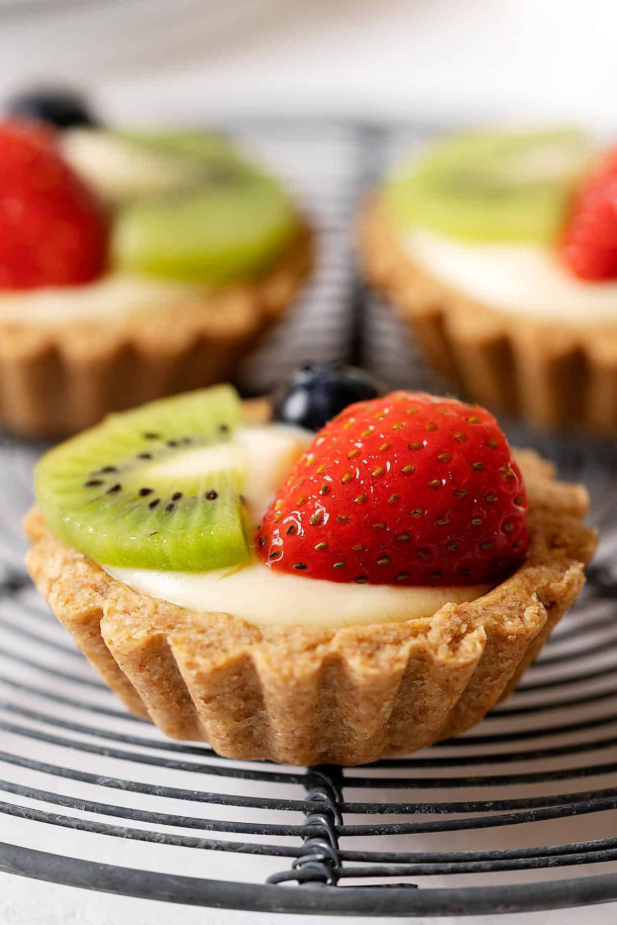 Close up of healthier fruit tart