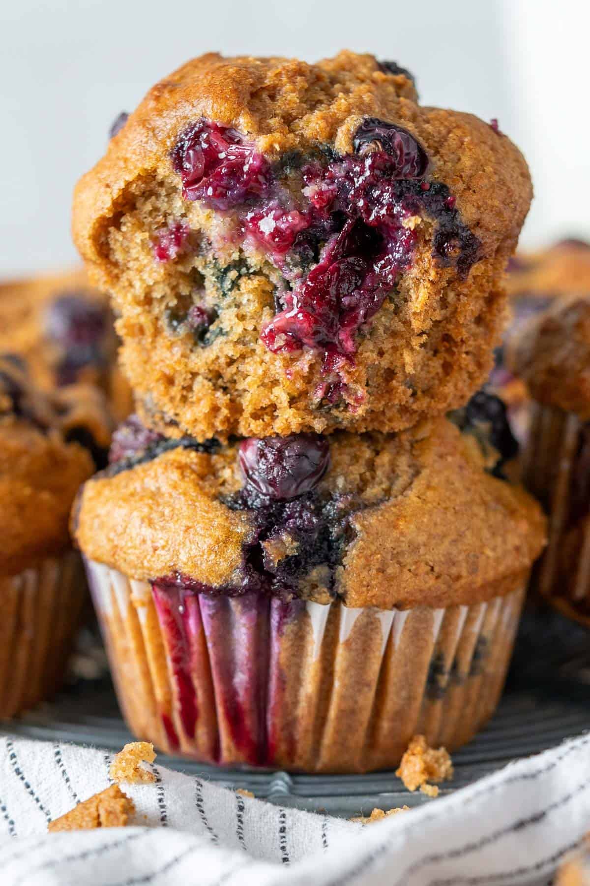 muffin de arándano roto.